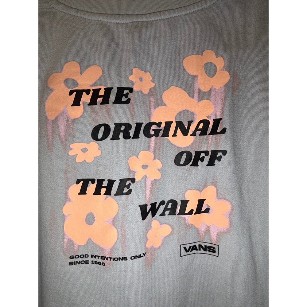 Vans Floral Graphic Crewneck Sweatshirt Grey XL Off The Wall Casual Women's - Picture 4 of 14